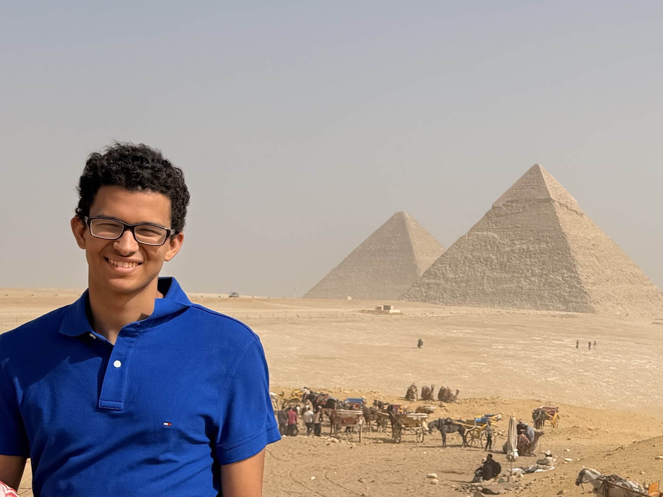 In front of the Pyramids of Giza